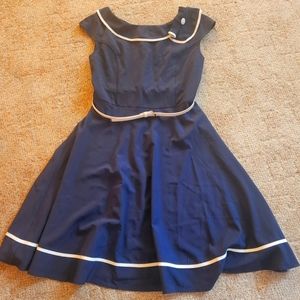 Blue and white medium dress